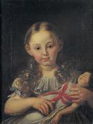 unknow artist Girl with a doll oil painting reproduction